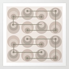 Mid Century Modern Circles Art Taupe Light Art Print