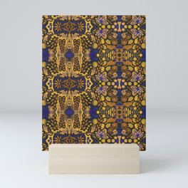 Indian Summer, Bohemian Arabesque Pattern, Golden Yellow Mini Art Print