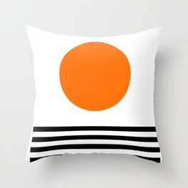 Orange Zen Sunset Minimalist Art Black Stripes Simple Art Throw Pillow