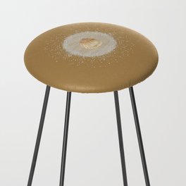 Watercolor Seashell and Sand Circle on Gold Brown Counter Stool