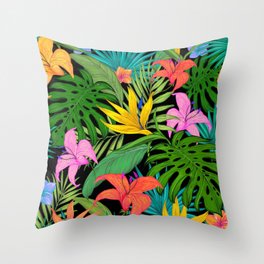 Tropical art,Palmtree,monstera pattern Throw Pillow