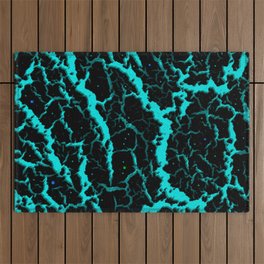 Cracked Space Lava - Cyan Outdoor Rug