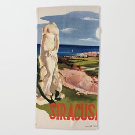 Syracuse Beach Towels Society6 Siracusa Syracuse Italy Vintage Italian Travel Beach Towel