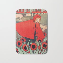 john hassall vintage english poster - Little red riding hood Bath Mat | Girl, Wolf, Poppies, Painting, English, Red, Greatbritain, Wallart, Officeart, Classic 