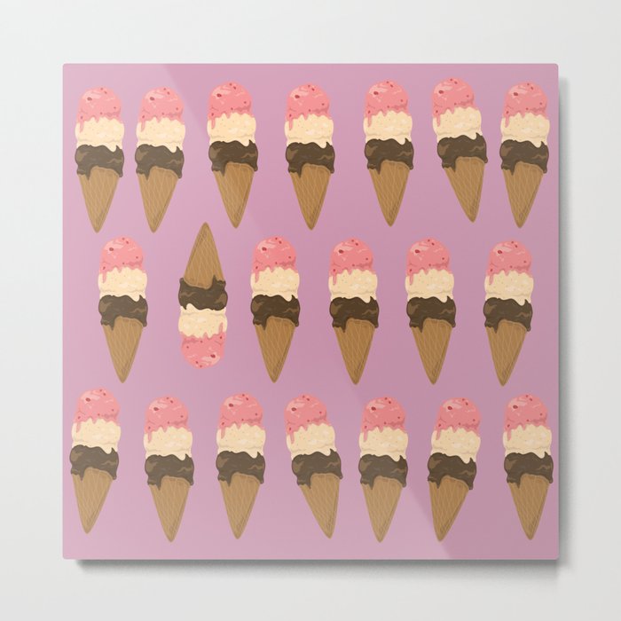 neapolitan ice cream pattern, millennial pink Metal Print