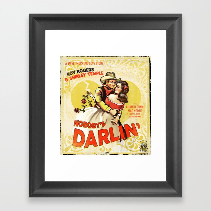"Nobody's Darlin'" Cute Vintage Cowboy & Cowgirl Western Pinup Art Framed Art Print