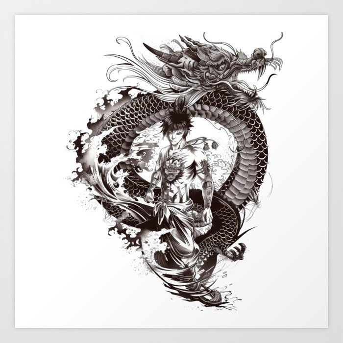 Highly Detailed Japanese Tattoo Style Art Art Print