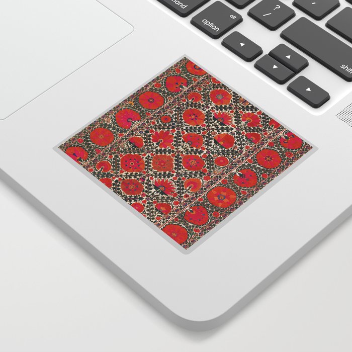 Kermina Suzani Uzbekistan Colorful Embroidery Print Sticker