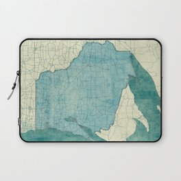 Wisconsin State Map Blue Vintage Laptop Sleeve
