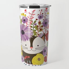 Kitty Bouquet-White Travel Mug