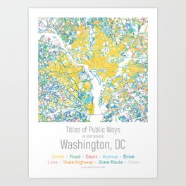 Titles of Public Ways in and around Washington, DC Art Print