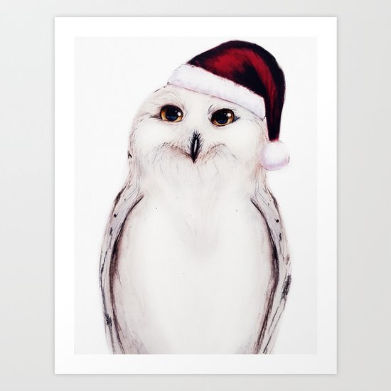 Snowy Christmas Owl Art Print