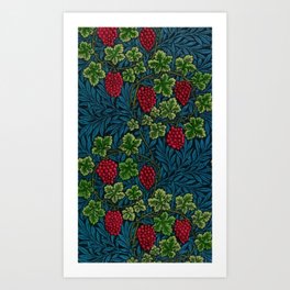 William Morris red vine textile pattern 19th century grapes and grapevine print for duvet, curtains, pillows, and home and wall decor Art Print | Gildedage, Prints, Grapes, Duvets, Laurel, Floral, Graphicdesign, Pillows, Williammorris, Pattern 