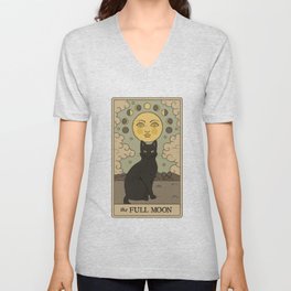 The Full Moon Cat V Neck T Shirt