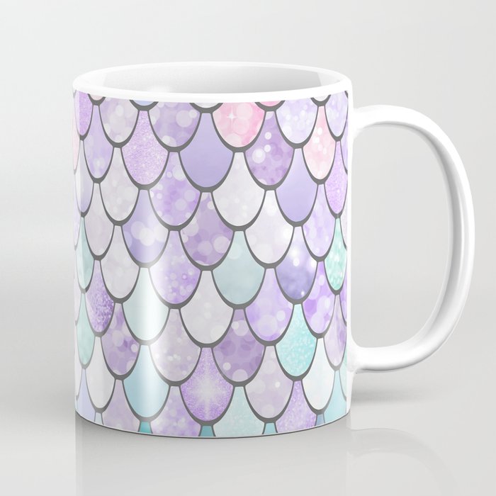 Cute Mermaid Pattern, Pink, Purple, Teal, Pastel Aesthetics Coffee Mug