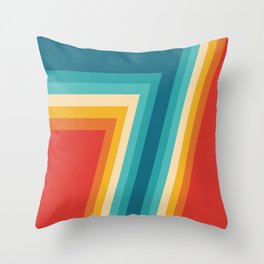 Colorful Retro Stripes  - 70s, 80s Abstract Design Throw Pillow