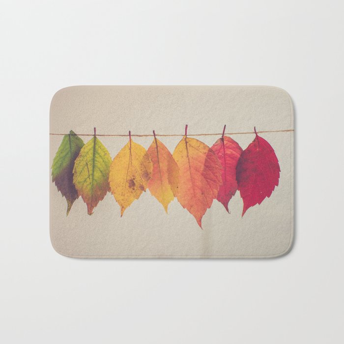 Autumn Red Yellow Leaves Hanging Bath Mat