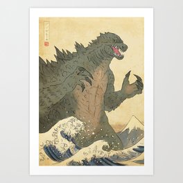 The Great Wave Godzilla Ukiyo-e Art Print