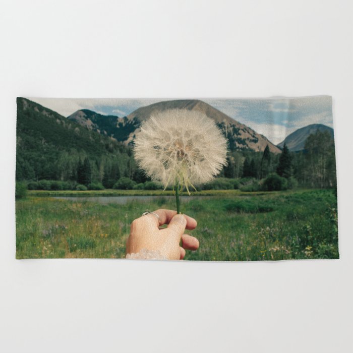 I wish I was in the mountains Beach Towel