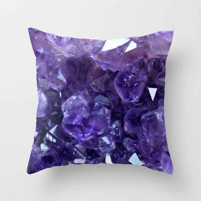 Raw Amethyst - Crystal Cluster Throw Pillow