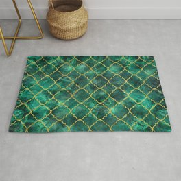 Emerald Quatrefoil Pattern Area & Throw Rug