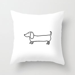 Simple dachshund black drawing Throw Pillow