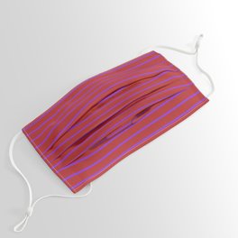 [ Thumbnail: Purple and Red Colored Striped/Lined Pattern Face Mask ]