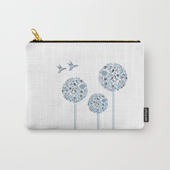 Blue Trees With Birds Carry-All Pouch