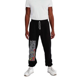 Pattern Doddle Hand Drawn  Black and White Colors Street Art Sweatpants