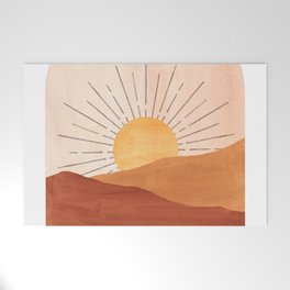 Abstract terracotta landscape, sun and desert, sunrise #1 Welcome Mat