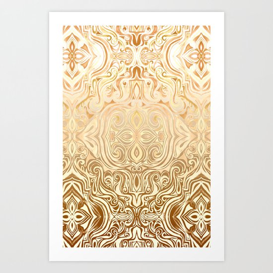 Tribal Swirl Pattern in Neutral Tan and Cream Art Print