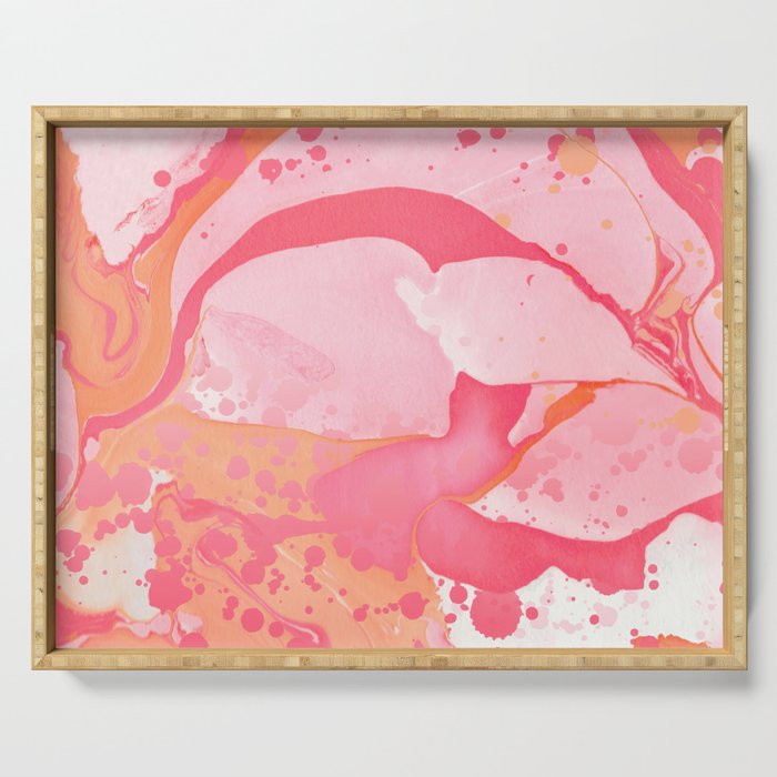 Pink Marble and Paint Splatter Serving Tray