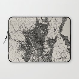 Kyoto, Japan - Black & White Map Laptop Sleeve