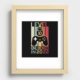 Level 10 unlocked in 2022 gamer 10th birthday gift Recessed Framed Print