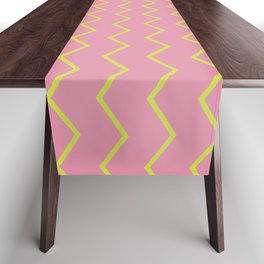 Geometric Pink Gradient Neon Yellow Chevron Table Runner