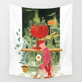 Miss Tomato on the Balcony Wall Tapestry