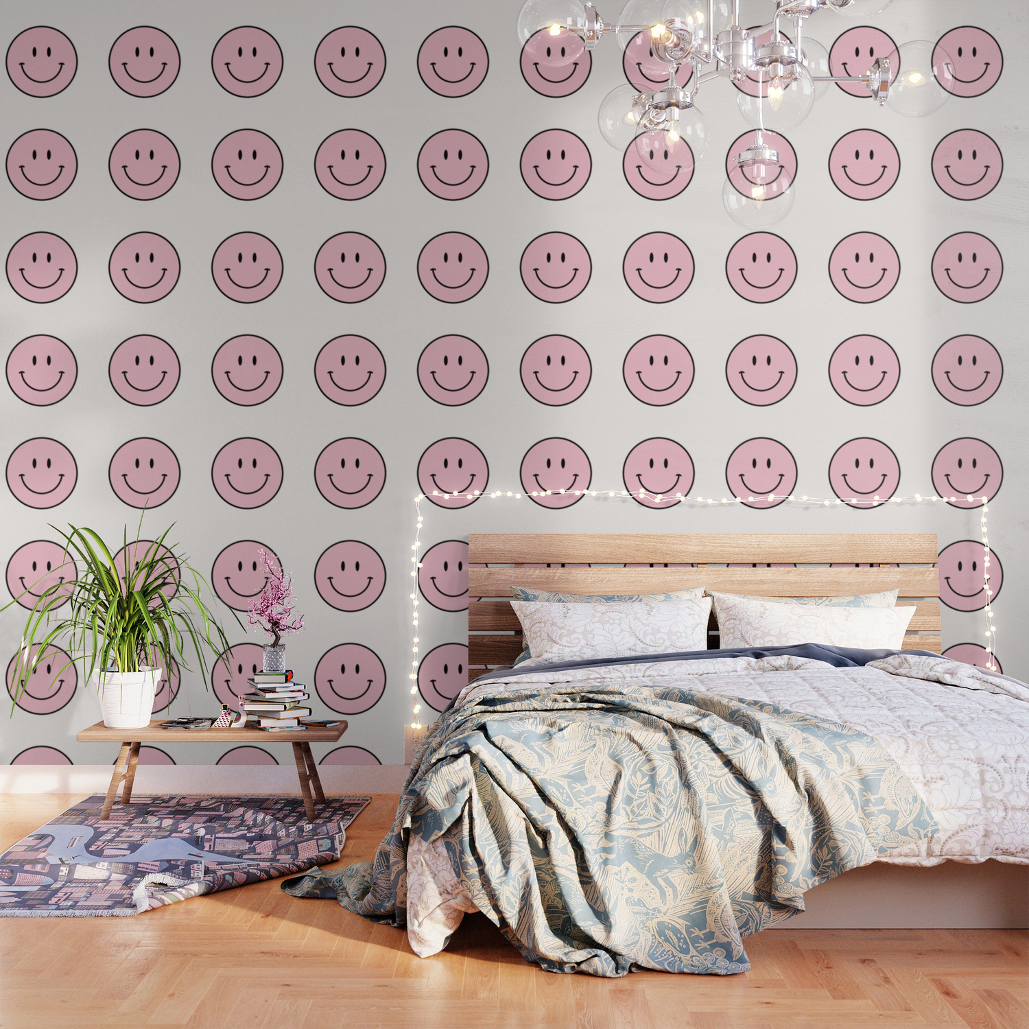 Pink Smiley Face Wallpaper by Daily Regina Designs | Society6