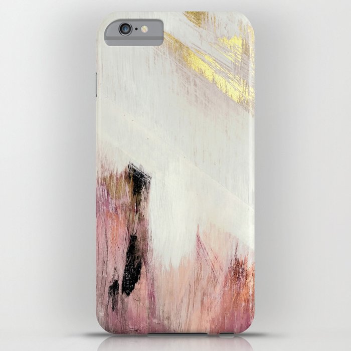 Sunrise [2]: a bright, colorful abstract piece in pink, gold, black,and white iPhone Case