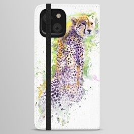 Resting Cheetah Watercolor Painting iPhone Wallet Case