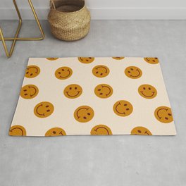 70s Retro Smiley Face Pattern Rug