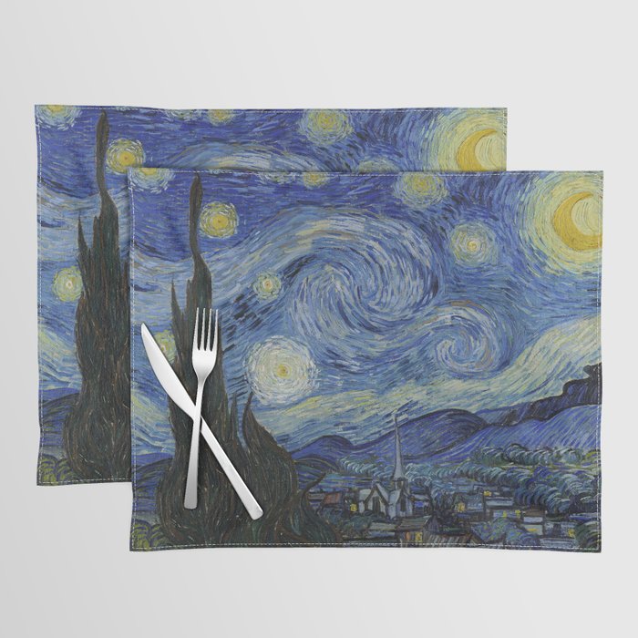 Vincent van Gogh's Starry Night Placemat by Vintage Images Society6