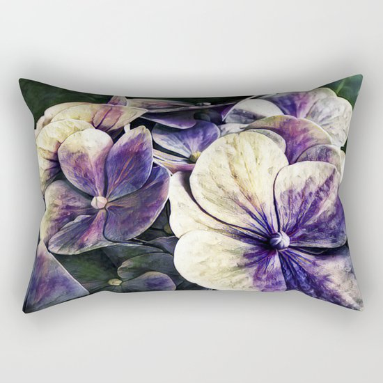 Hortensia flowers in vintage grunge watercoloring style Rectangular Pillow