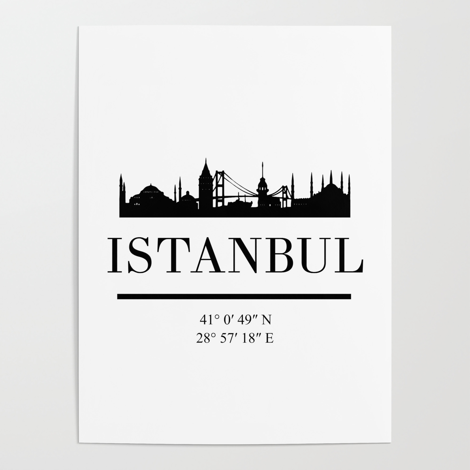 istanbul turkey black silhouette skyline art poster by deificusart