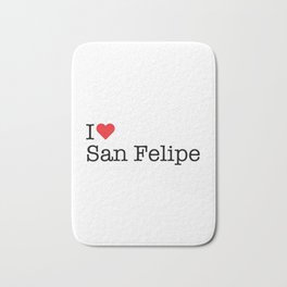 I Heart San Felipe, TX Bath Mat | Texas, Sanfelipe, Love, White, Heart, Tx, Red, Graphicdesign, Typewriter 