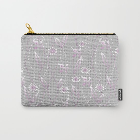 Gray lilac floral pattern . Carry-All Pouch