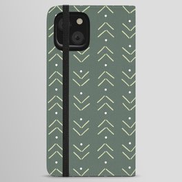 Arrow Lines Geometric Pattern 42 in Sage Green iPhone Wallet Case