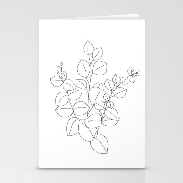 Minimalistic Eucalyptus  Line Art Stationery Cards