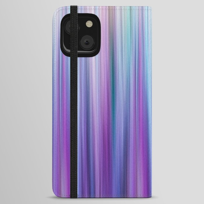 Abstract Purple and Teal Gradient Stripes Pattern iPhone Wallet Case