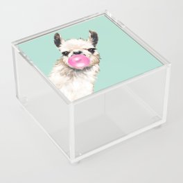 Bubble Gum Sneaky Llama in Green Acrylic Box