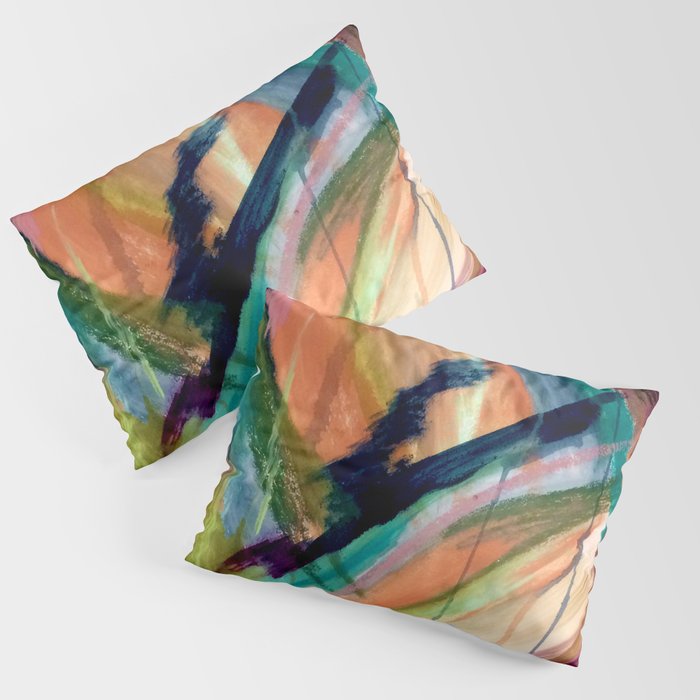 Brave: A colorful and energetic mixed media piece Pillow Sham